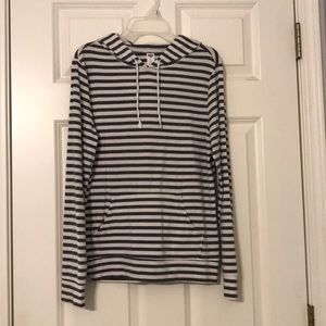 Old Navy Grey and White Striped Hoodie